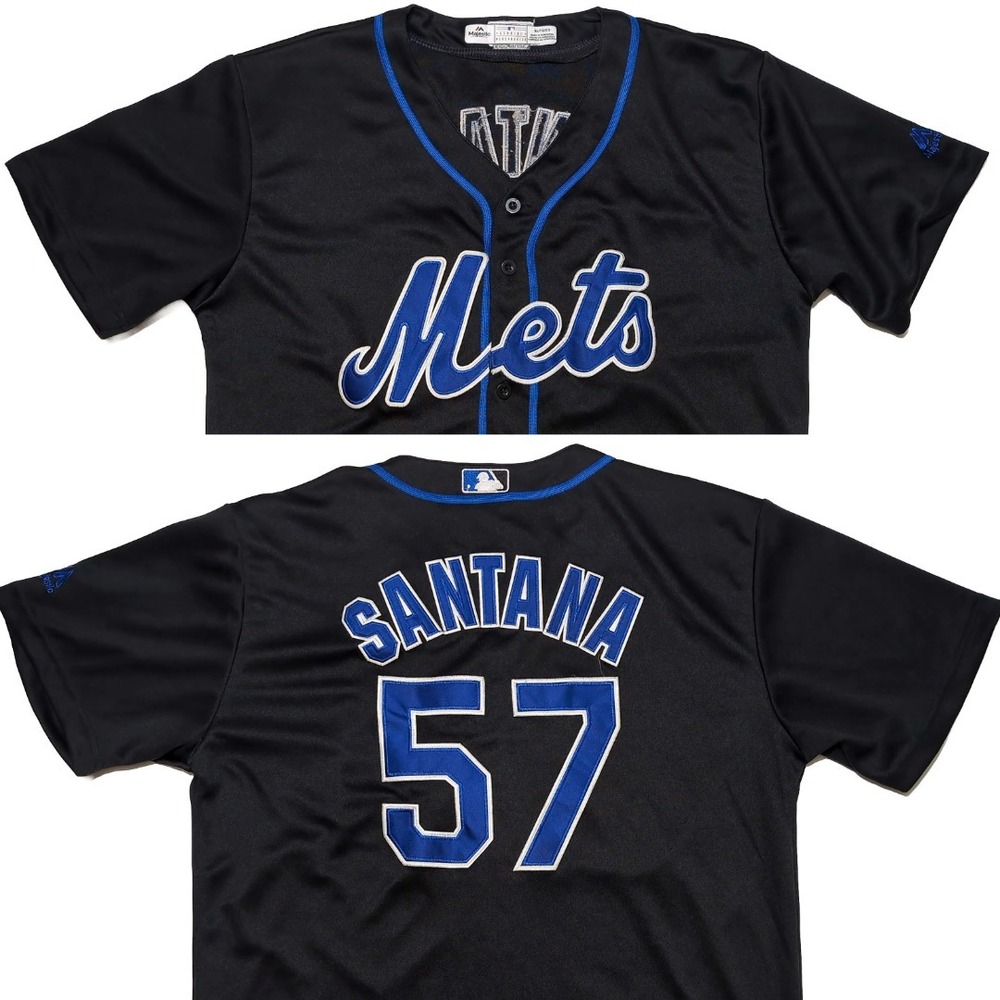 MAJESTIC New York‎ Mets Johan Santana MLB Cool Base Jersey Black XL